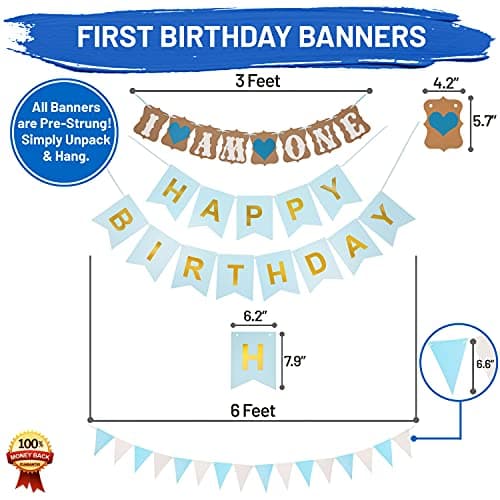 First Birthday Boy Decorations Bundle