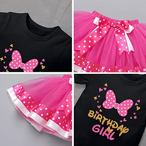 Baby Girls Birthday Outfit with Polka Dots Tops and Tutu Skirt