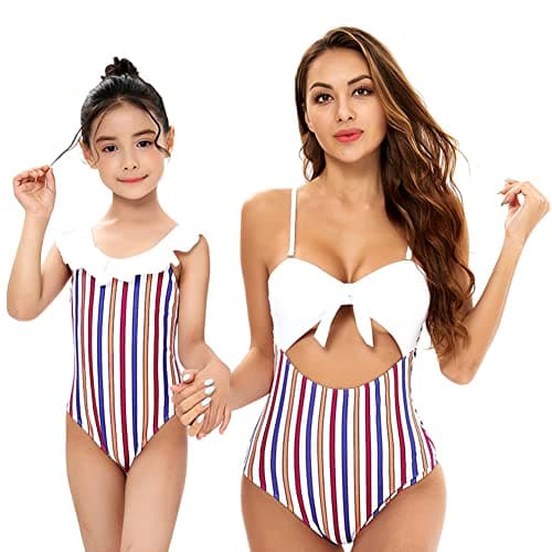 IMEKIS Mommy and Me Matching Family Swimsuits for Summer Beachwear