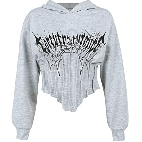 Gothic Punk Hoodies for Women in Crop Tops Style