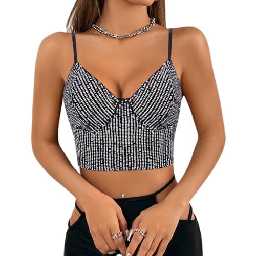 Reflective Crop Top for Women, Festival Rave Outfits and Girls Club Tank Vest