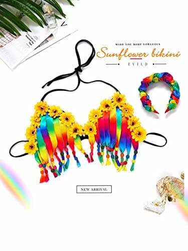 Rainbow Crop Top Set for Women and Girls
