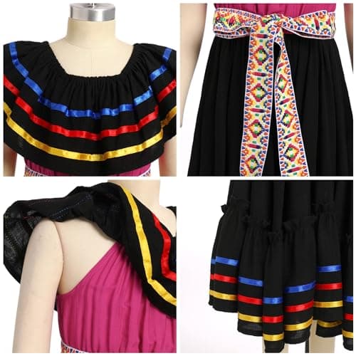 Toddler Kids Girl Mexican Traditional Embroidered Floral Dress