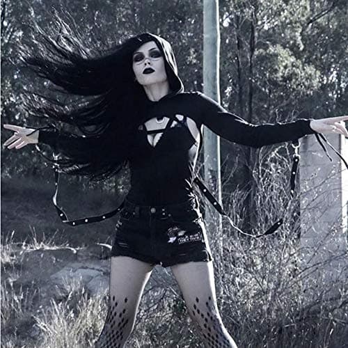 Gothic Punk Lace Hoodie Crop Top for Women
