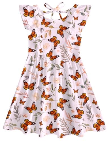 RAISEVERN Summer Ruffle Sleeve Dress for Toddler Girls 2-6T