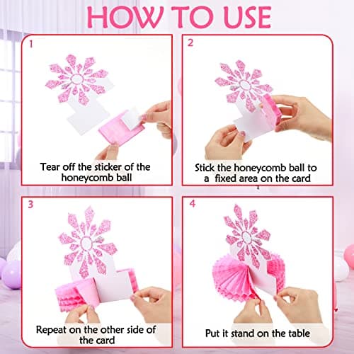 Onederland Lincia 12 Pcs Pink Snowflake Winter Birthday Decorations