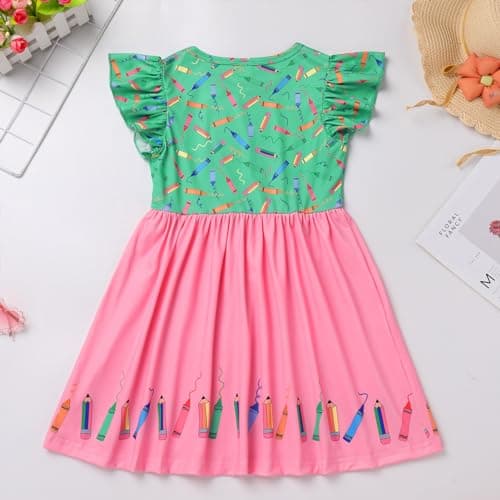 Toddler Girls Back to School Apple Print Dress