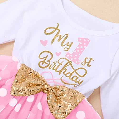 IMEKIS Baby Girl 1st 2nd 3rd Birthday Tutu Dress with Polka Dots