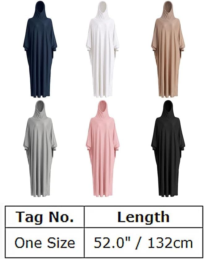 One-piece Muslim Abaya Prayer Hijab Dress Kaftan Islamic Long Sleeve Islamic Jilbab Cover Up Praying Modest Dress Robe
