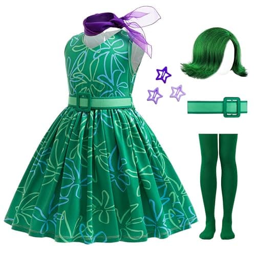 Girls Green Cosplay Costume with Wig for Halloween