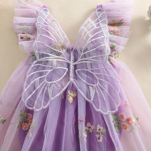 SHIBAOZI Baby Girls Flower Butterfly Embroidery Sleeveless Romper