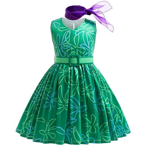 Girls Green Cosplay Costume with Wig for Halloween