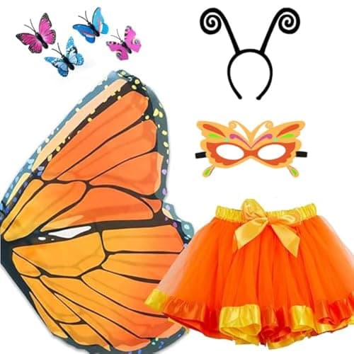 2024 Kids Fairy Butterfly Wings Costume for Girls with Tutu Dress - 4 Piece Set for Christmas Party