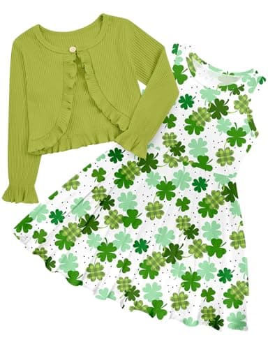 Goodstoworld Toddler Girl Fall Outfits: Sleeveless Dresses & Long Sleeve Cardigan 2-8T