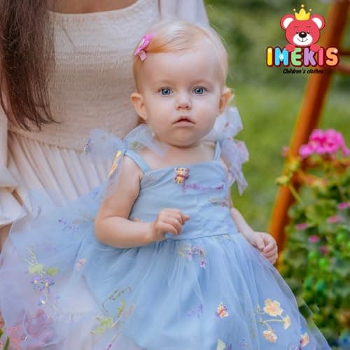 Toddler Baby Girl Birthday Princess Dress with Shiny Confetti – Boho Rainbow Cake Smash Outfit (1-6T)