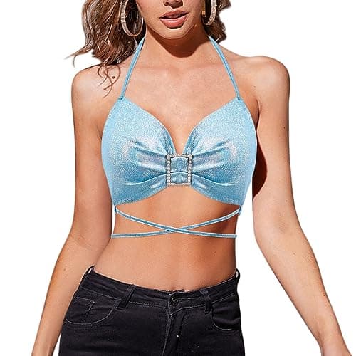 Reflective Crop Top for Women, Festival Rave Outfits and Girls Club Tank Vest