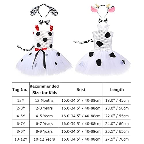 Dalmatian Dog Milk Cow Costume Tutu Dress with Headband for Baby Girls