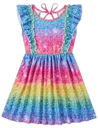 RAISEVERN Summer Ruffle Sleeve Dress for Toddler Girls 2-6T