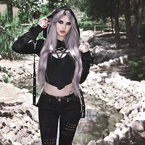 Gothic Punk Lace Hoodie Crop Top for Women