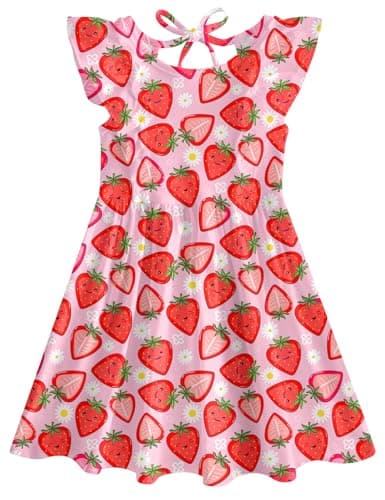 RAISEVERN Summer Ruffle Sleeve Dress for Toddler Girls 2-6T