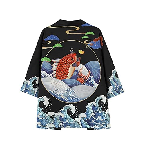 PRIJOUHE Mens Loose Fit Japanese Kimono Coat Jacket with Shorts