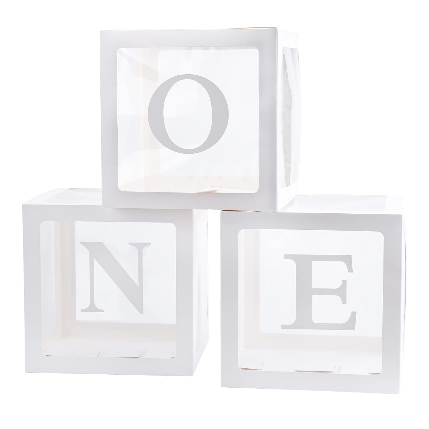 TECKED First Birthday Decor 3 Pcs Balloons, Clear Blocks & Letters for Photoshoot Props