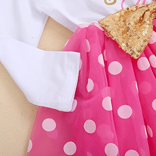 Baby Girl 1st 2nd 3rd Birthday Mouse Dress Polka Dots Tutu Skirt Cake Smash Long Sleeve Clothes - IMEKIS