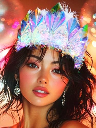 Glowing Crown and Tiara Headpiece with LED Feathers for Women