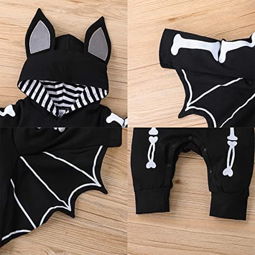 IMEKIS Newborn Baby Bat Halloween Costume Cloak Romper Wings Ears Hoodie