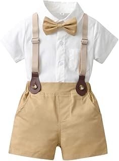 Toddler Baby Boys Gentleman Suits Bowtie Shirt Overalls Suspenders Shorts Pants Summer Wedding Outfit Dress Clothes