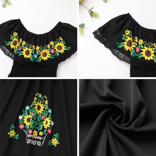 Mexican Floral Print Toddler Girl Dress Fiesta Outfit 2-7T