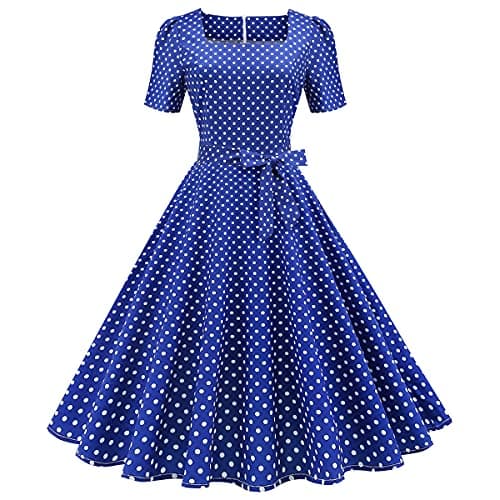 IMEKIS Womens 1950s Vintage Polka Dots Audrey Hepburn Dress