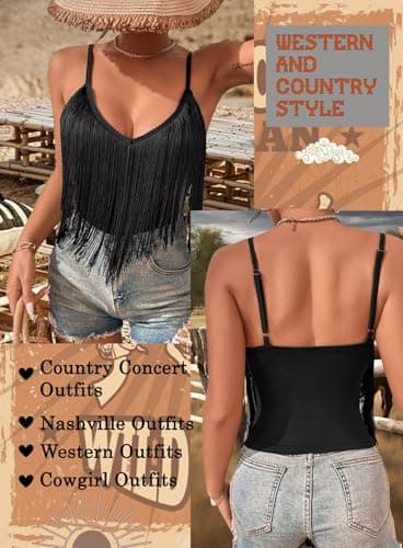 Womens Western Cowgirl Fringe Top - Boho Rodeo Camisole Trends