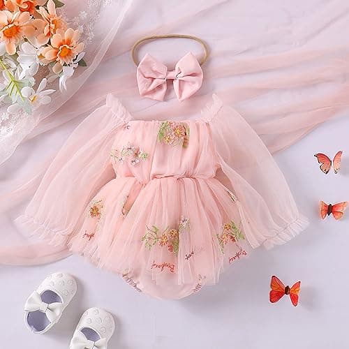 Newborn Baby Girls Butterfly Romper Princess Dress for 1st Birthday Photo Shoot