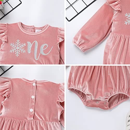 IBTOM CASTLE Baby Girl Velvet Romper Bow Headband Christmas Outfit