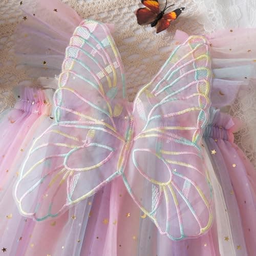 Nileafes Toddler Girl Fairy Butterfly Tulle Casual Birthday Dress