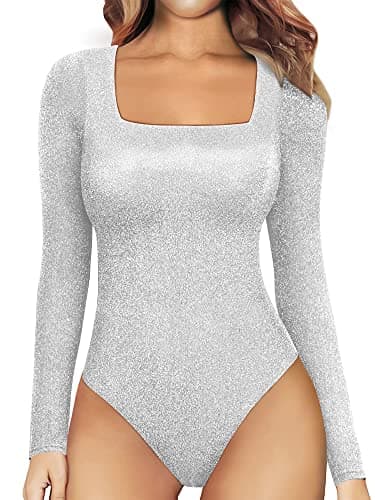 Nlife Women's Sexy Backless Square Neck Bodysuit