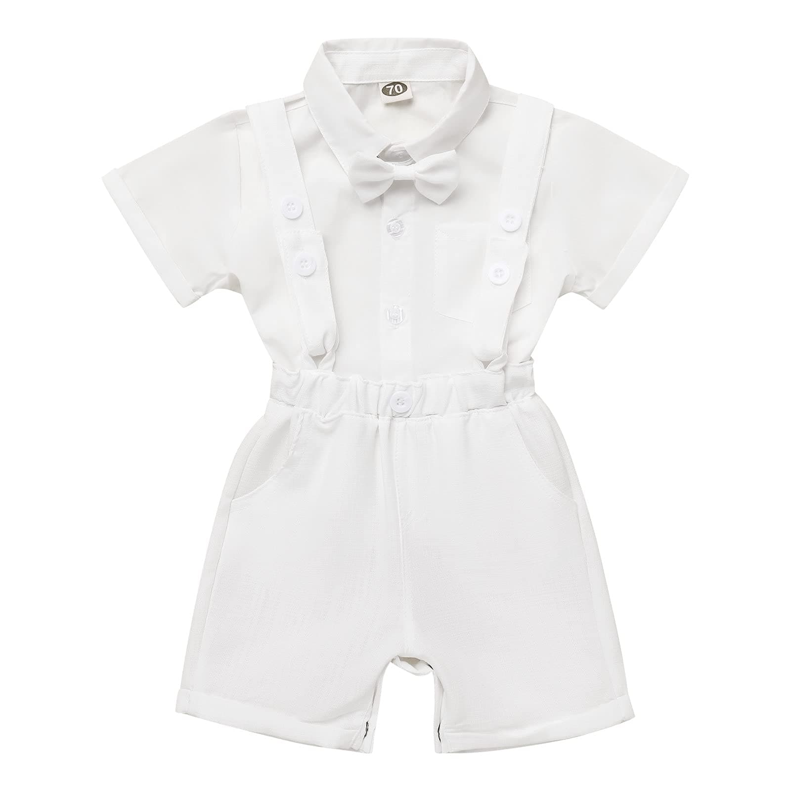 Baby Boy Christening Outfit with Bowtie and Suspenders