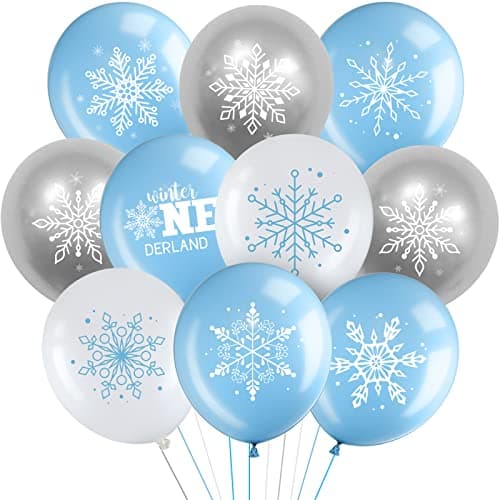 Suilung Pink, Silver, White Snowflake Balloons for Winter & Birthday Decor