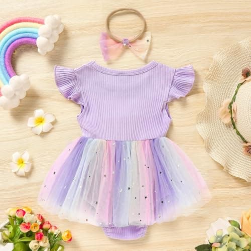 GRNSHTS Baby Girl 1st Birthday Romper & Headband for Princess Photo Shoot
