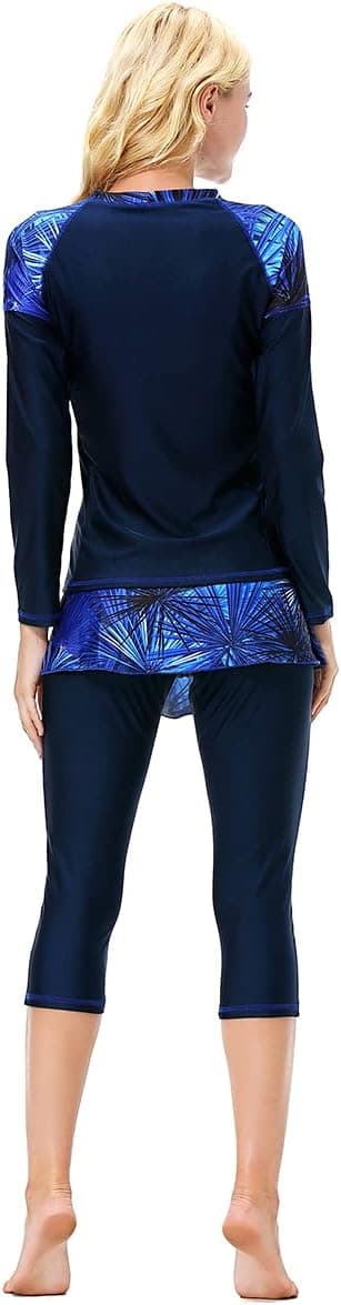 Women Burkini Swimsuits Modest Muslim Swimwear Islamic Long Sleeve Full Cover Hijab Top Skirted Swim Capris ​Pants Set