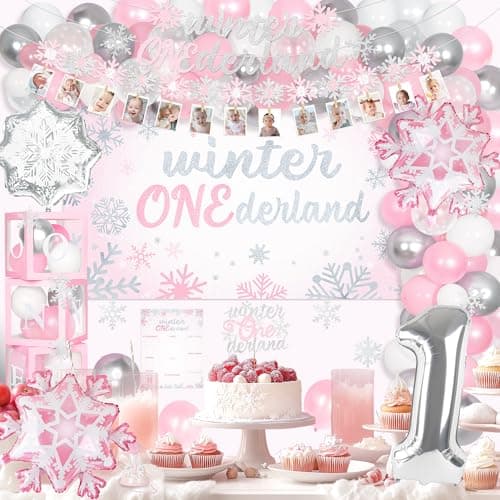 Winter Onederland Birthday Party Decorations for Girls' 1st Birthday