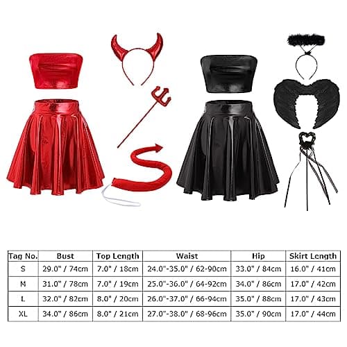 IMEKIS Women Angel Devil Halloween Costume Set
