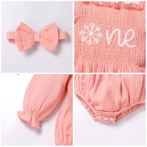 1st Birthday Outfit for Baby Girl: Pumpkin and Snowflake Romper