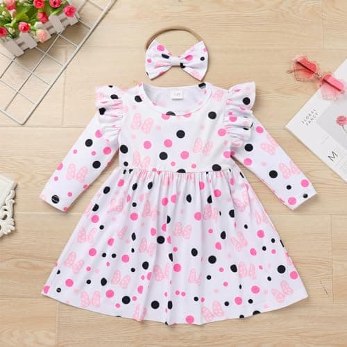 Toddler Baby Girls Strawberry Cow Birthday Dress with Headband