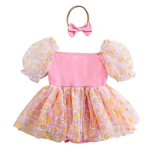 Baby Girl 1st Birthday Butterfly Romper Dress with Headband