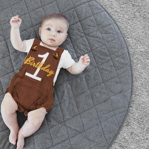 Solid Color 1st Birthday Romper for Baby Boys and Girls
