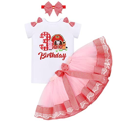 IMEKIS Baby Girl 1st Birthday Outfit with Romper and Tutu Skirt