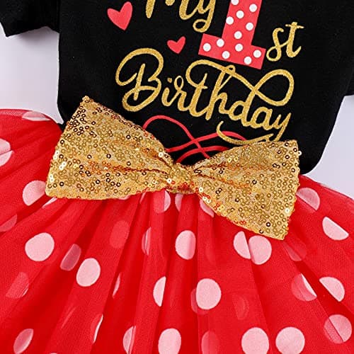 IMEKIS Baby Girls Polka Dots Tulle Tutu Dress for 1st 2nd Birthday Party