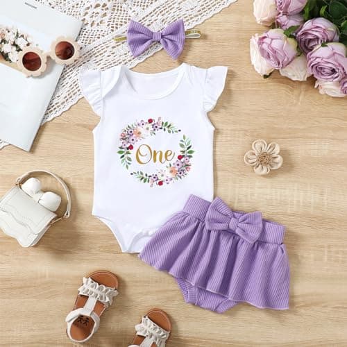 First Birthday Outfit: Floral Skirt Set for Baby Girl